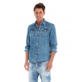 Guess Truckee Shirt Medium Aged Denim