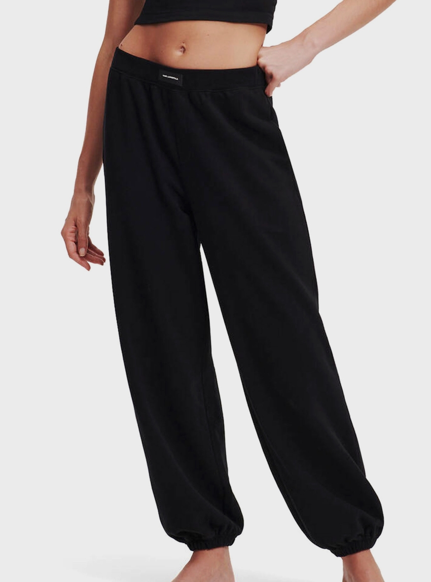 Karl Lagerfeld Essential Logo Cuffed Loungewear Joggers - Black