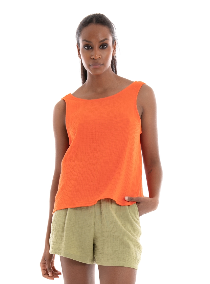 Vero Moda Natali Open Back Top - Coral