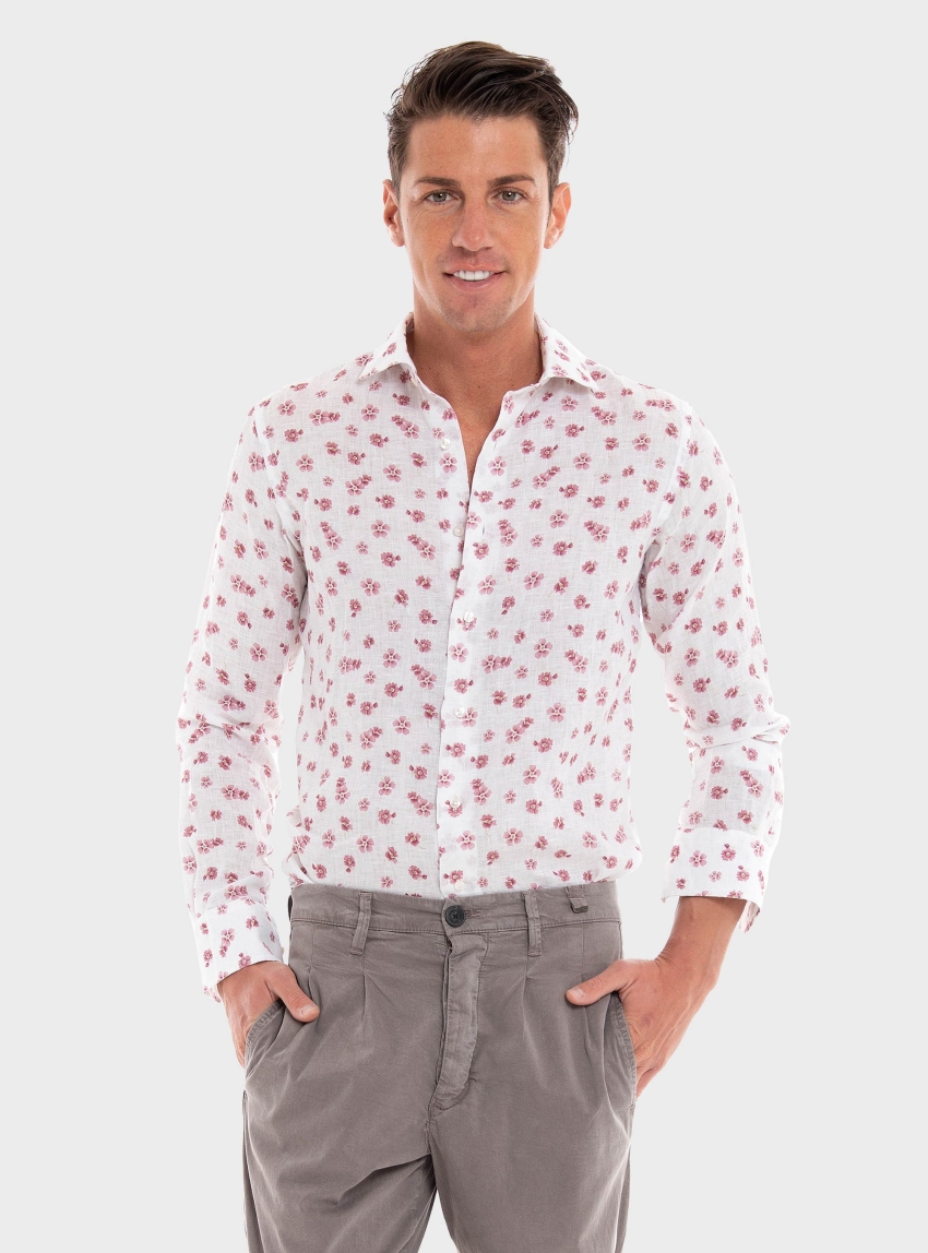 Brouback Slim Fit Linen Shirt - Pink