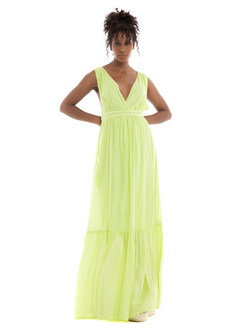 Scotch & Soda Maxi Open Back Dress - Lime