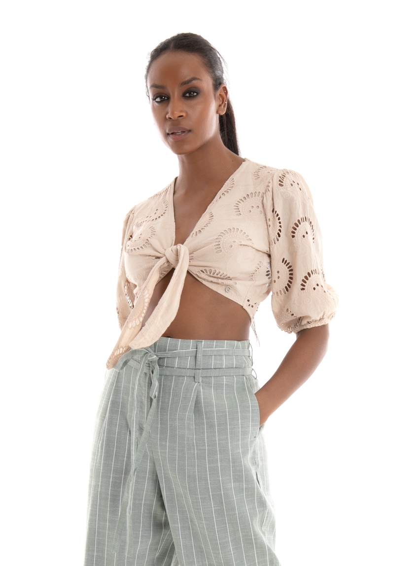 Gues Silvia Eyelet Top - Beige