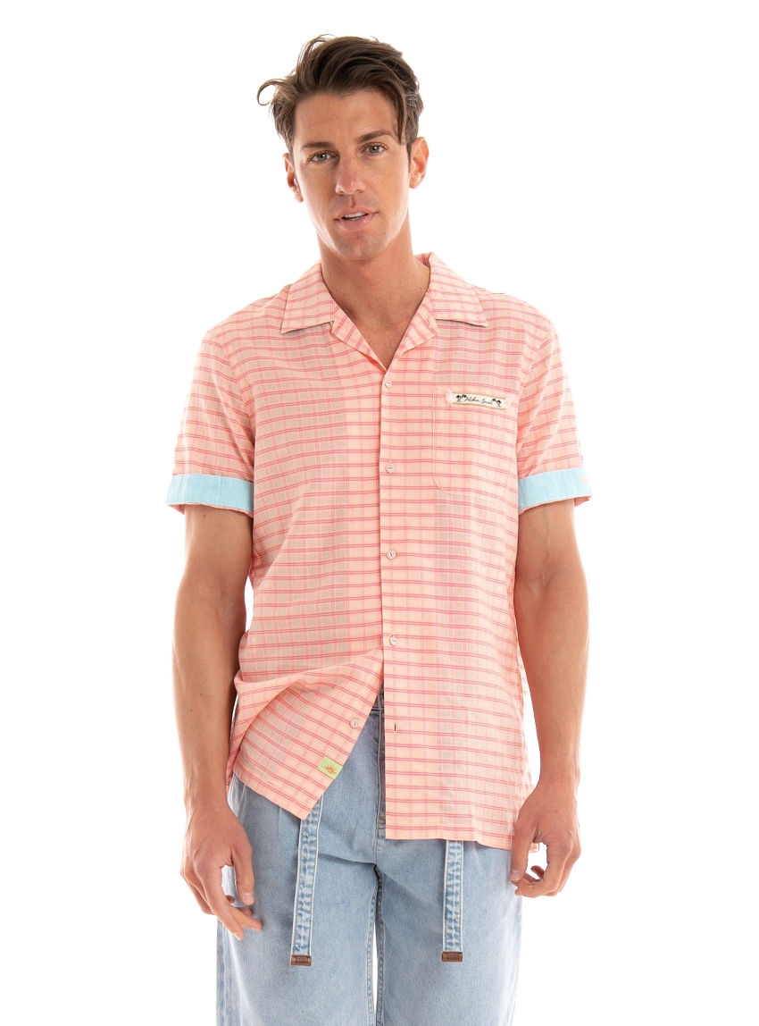 Scotch & Soda Lightweight Structured Shortsleeve Shirt - Pink
