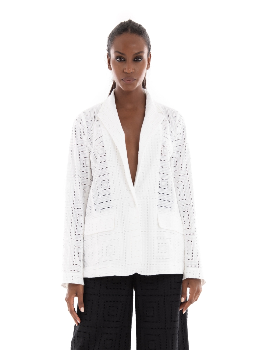 Karl Lagerfeld Broderie Anglaise Blazer - White