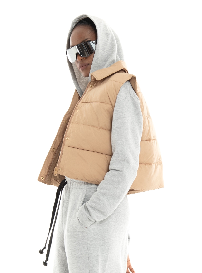 JJXX Ellinor Recycle Padded Vest - Camel