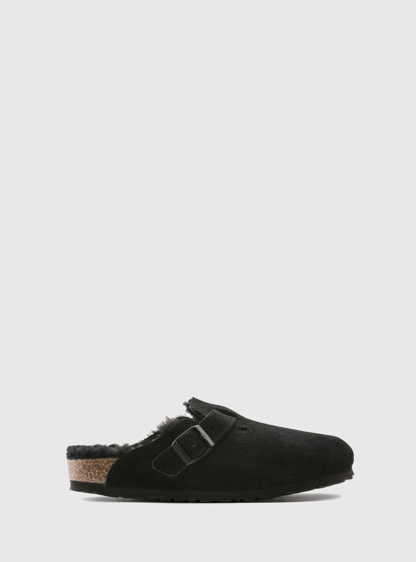 Birkenstock Narrow Fit Slippers Boston Shearling - Black