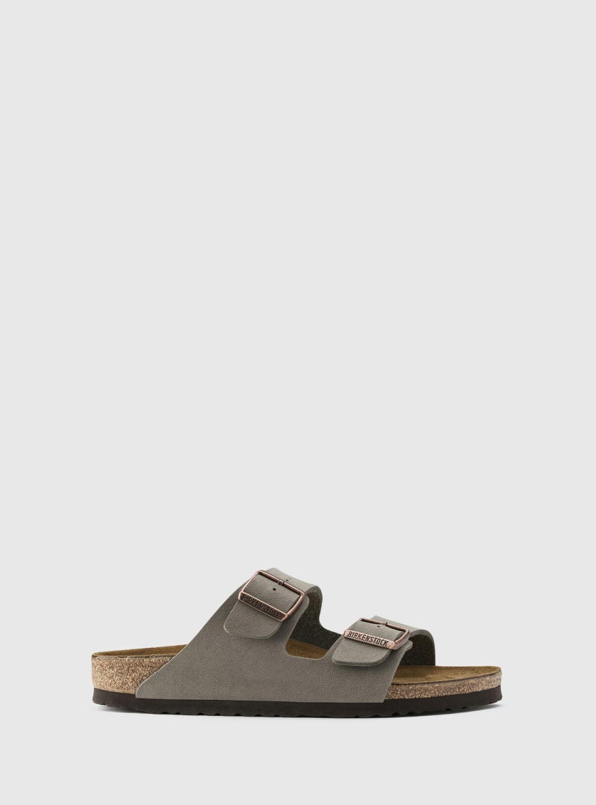 Birkenstock Classic Arizona Birko-Flor Nubuck Narrow Fit Sandals - Grey