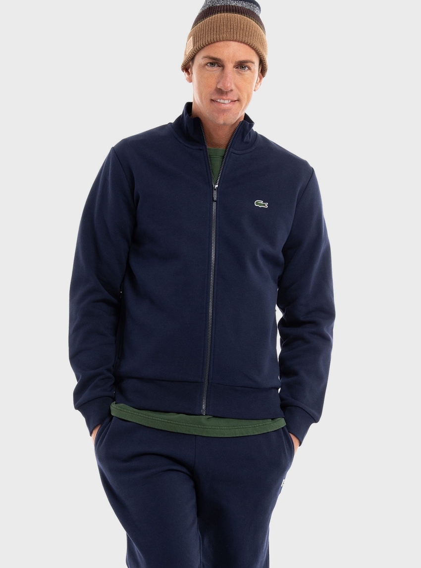Lacoste  Brushed Fleece Jogger Zip Up Sweatshirt - Dark Blue