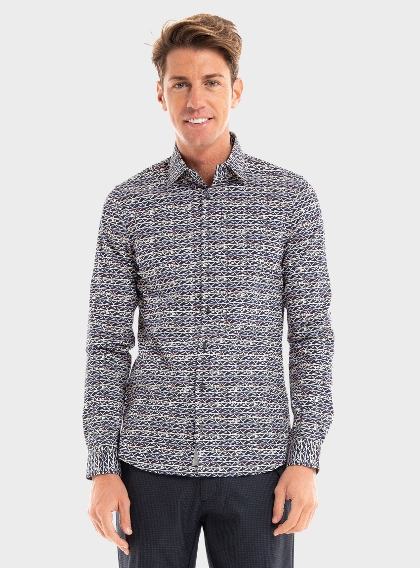 Michael Kors Mk Color Splash Print Slim Shirt - Navy