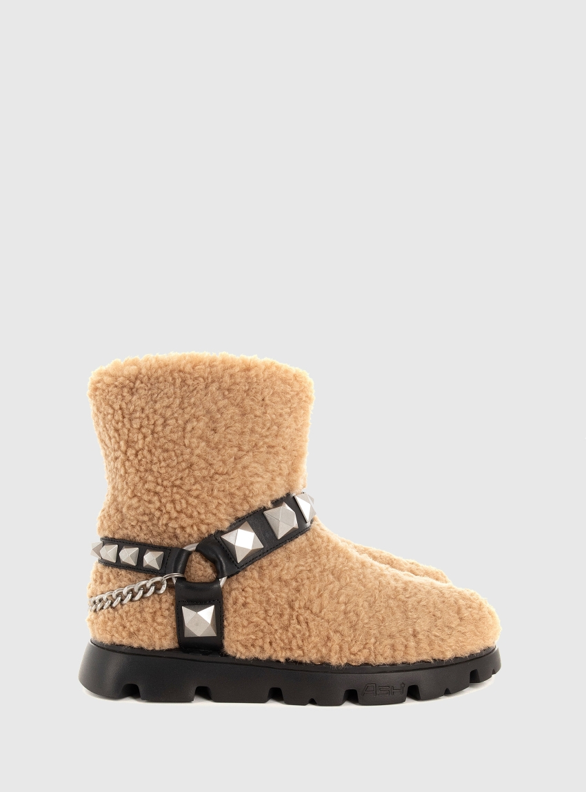 Ash Jagger Sherpa Ankle Boots - Beige