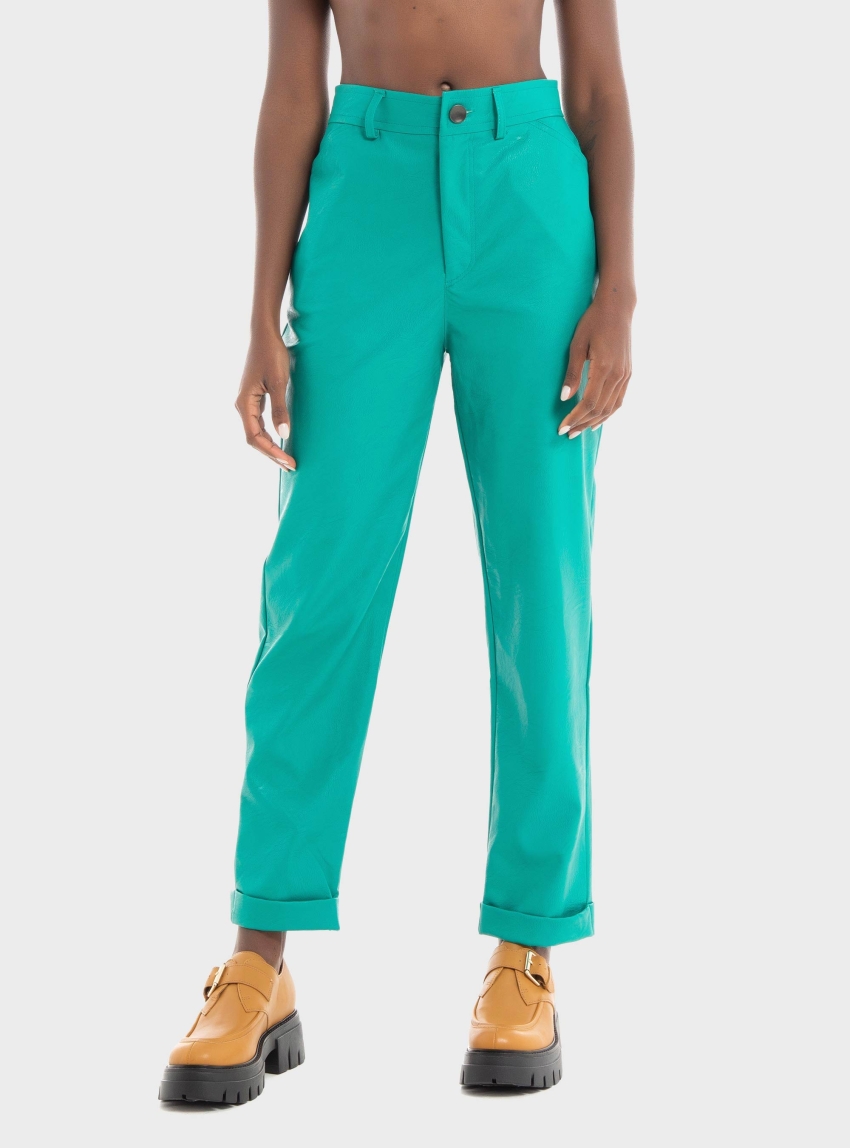 Black & Black Trousers - Dark Green