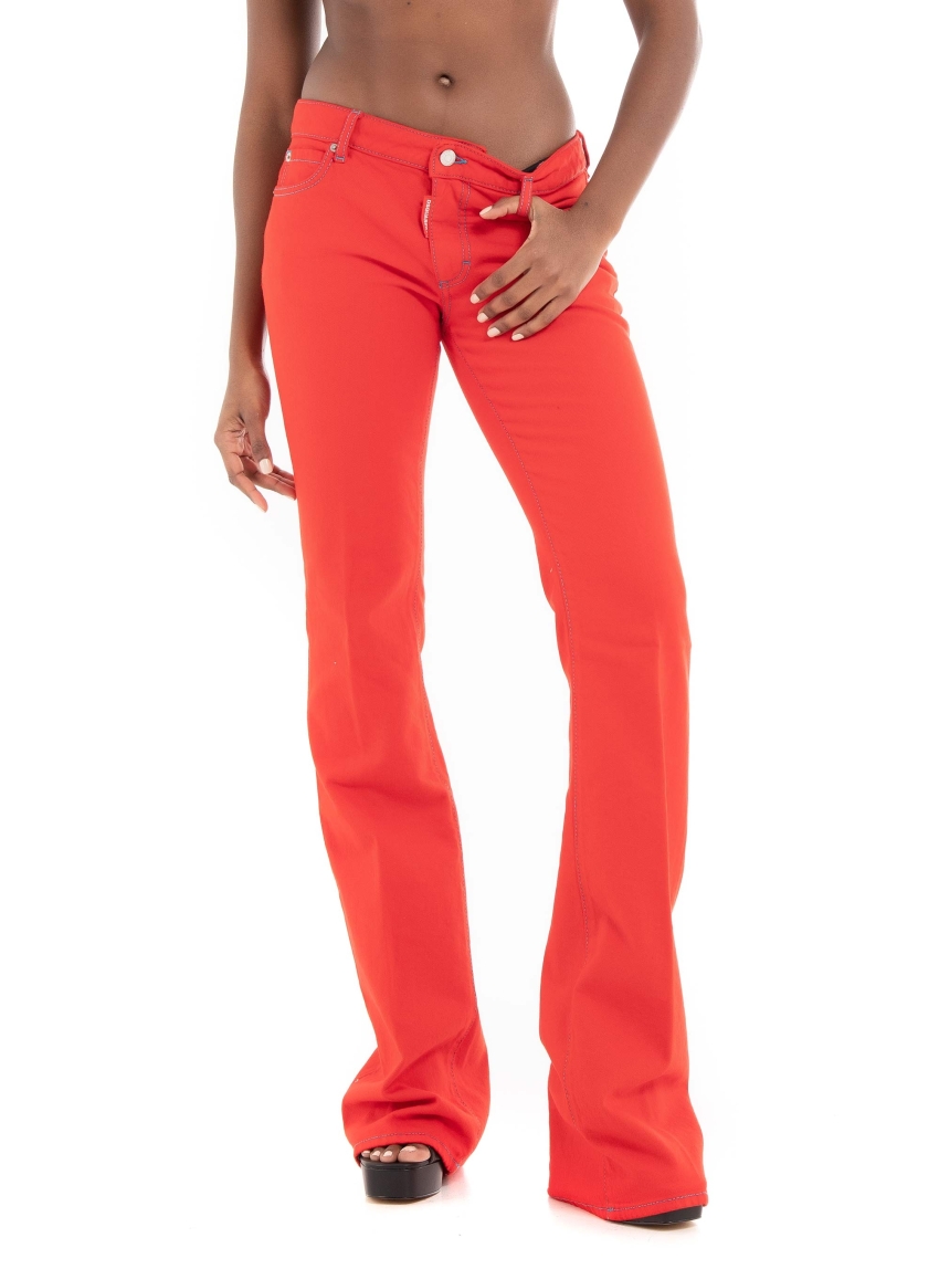 Dsquared2 Red Bull Medium Waist Flare Jeans - Red