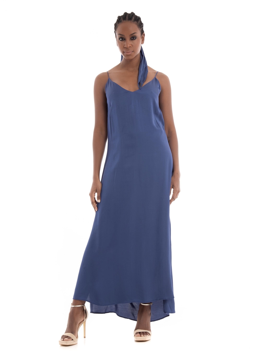 Ioanna Kourbela "Aitherial Drepary'' Slip Dress - Navy