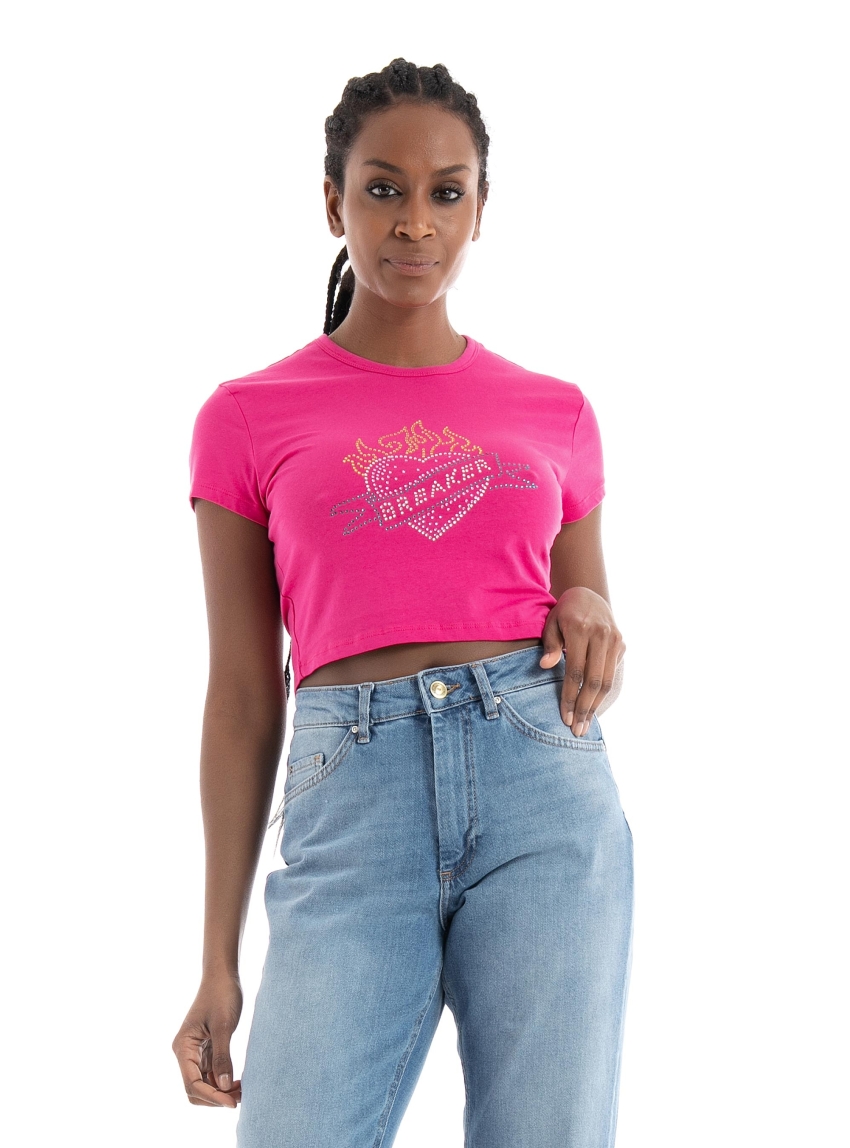 Only Clara Rhinestone Box Top - Magenta