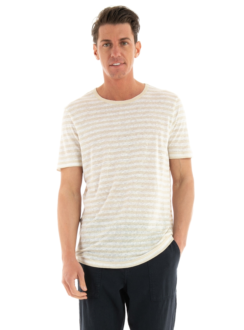 Boss Regular Fit Linen T-Shirt Tiburt 350 - Light Beige