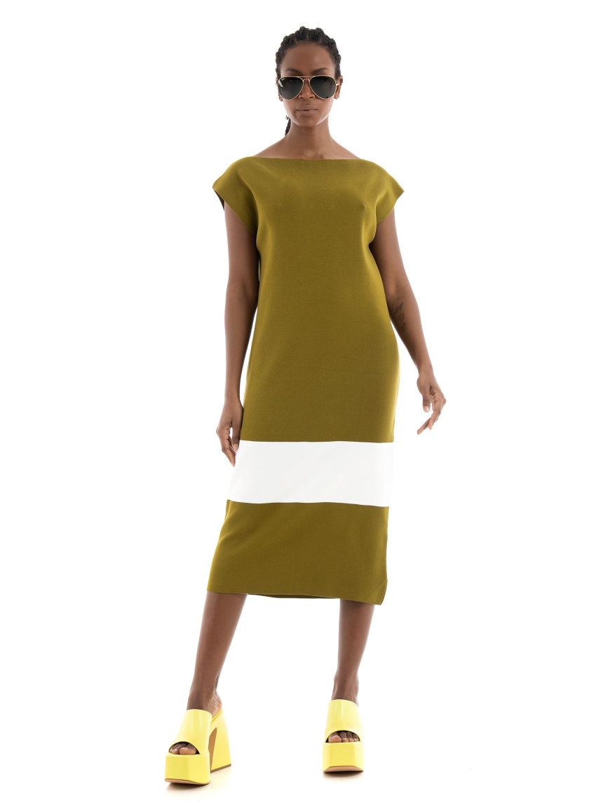Ioanna Kourbela "Cubism" Long Dress - Olive 