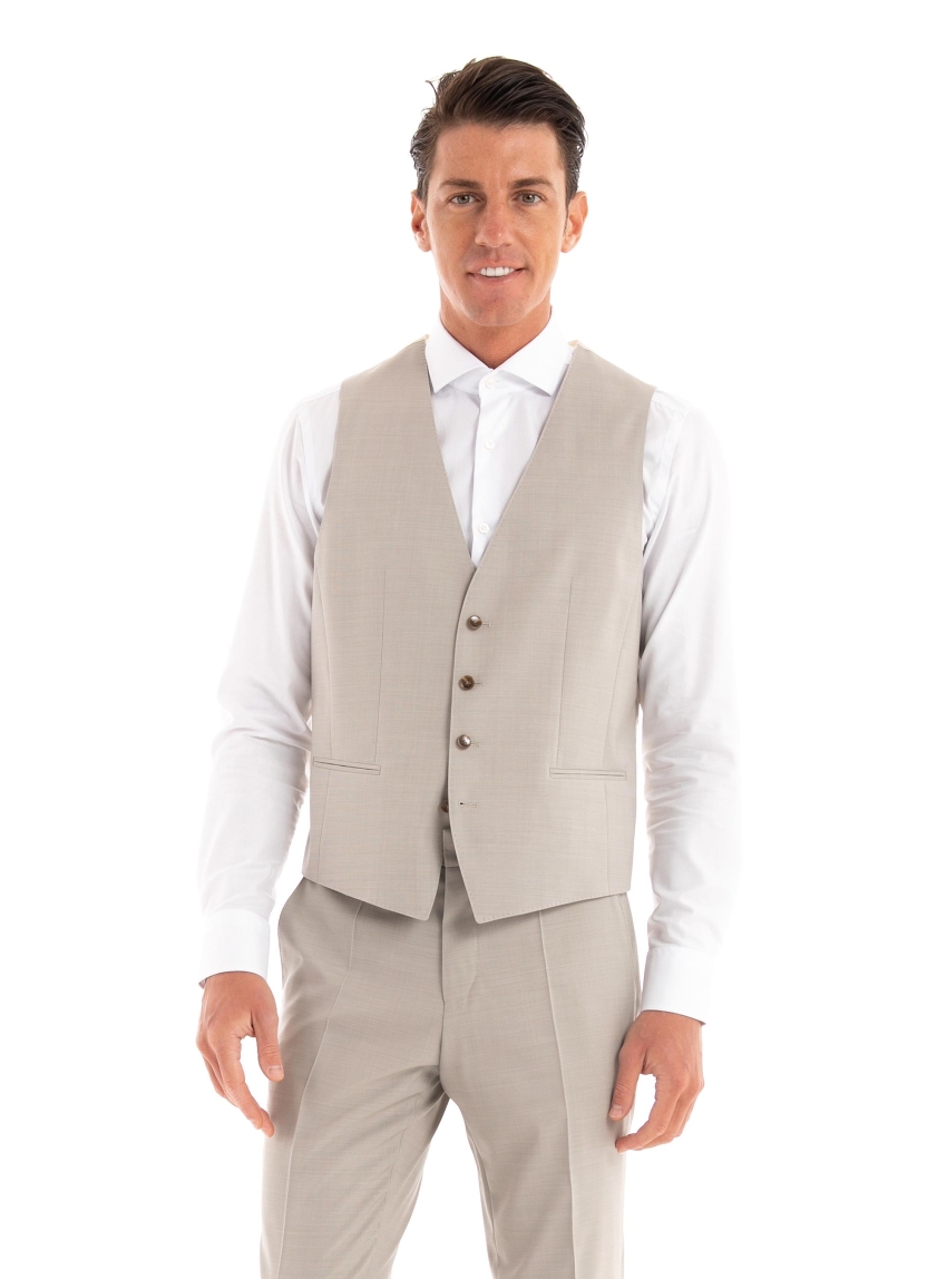 BOSS Slim Fit Waistcoat H-Huge-Vest-MM-224 - Light Beige
