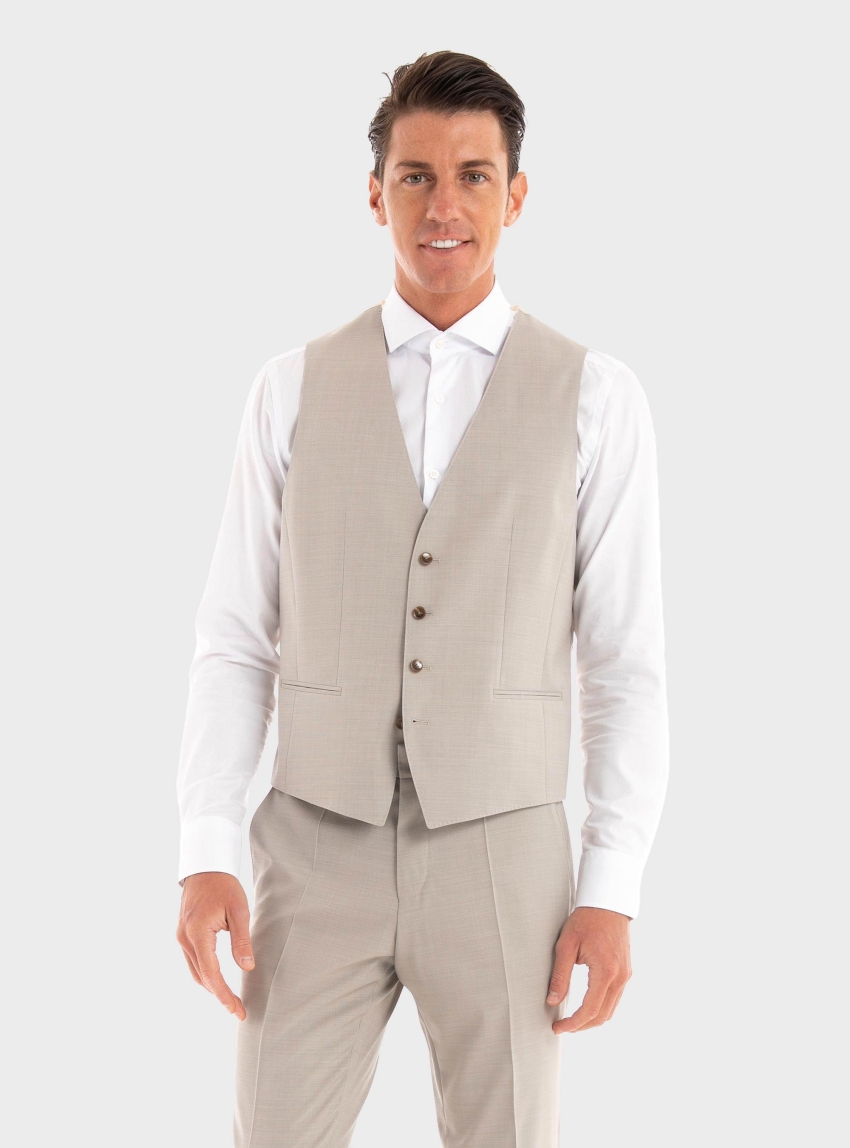 BOSS Slim Fit Waistcoat H-Huge-Vest-MM-224 - Light Beige