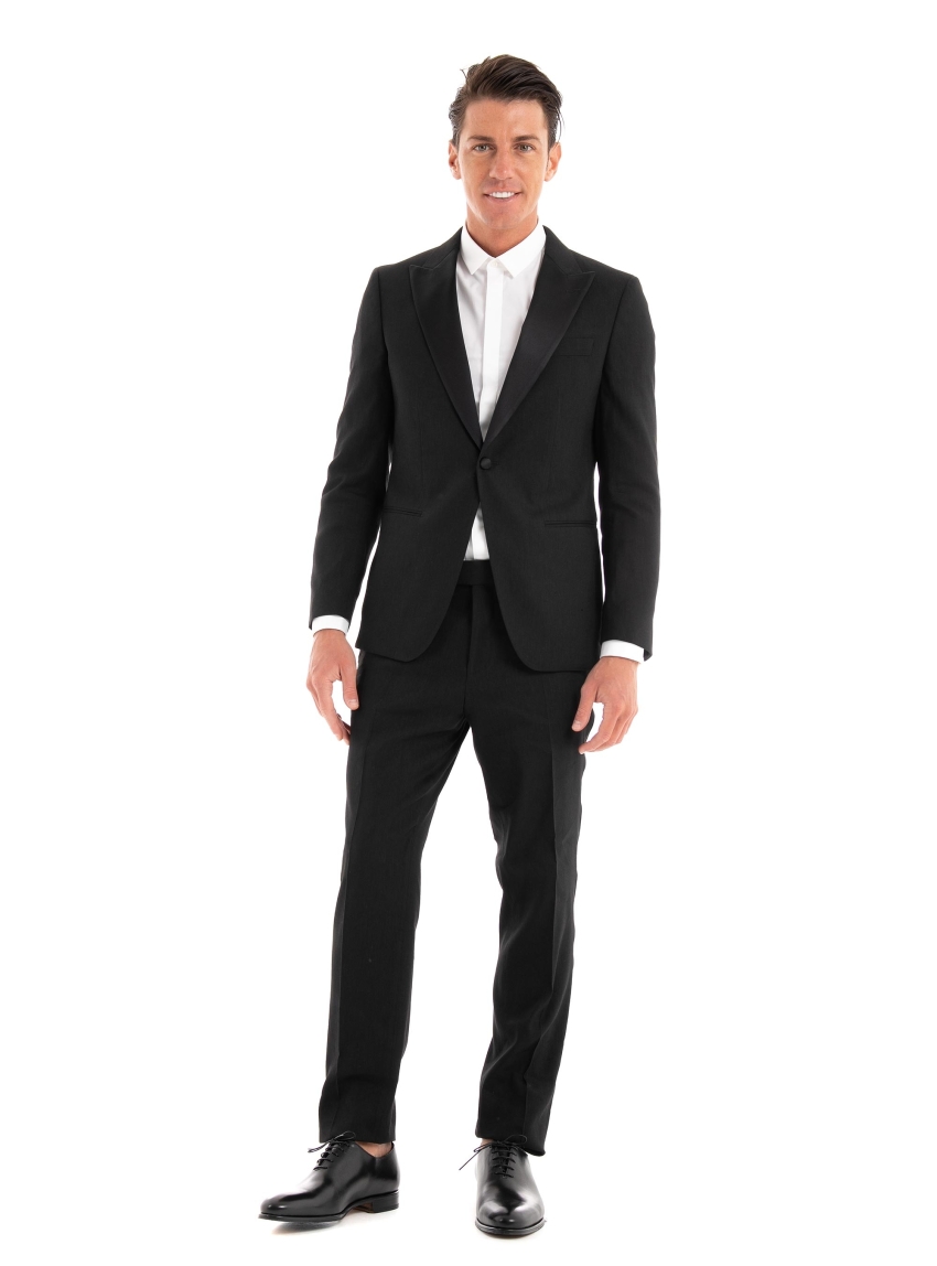 BOSS Slim Fit Suit In Linen Blend H-Huge-P-2Pcs-Tux232 - Black