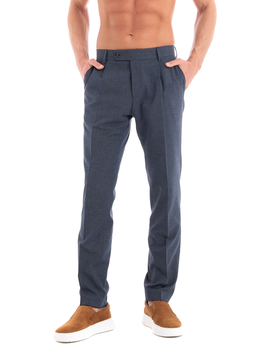 BOSS Slim Fit Trousers H-Genius-Pleat-232 - Blue Black