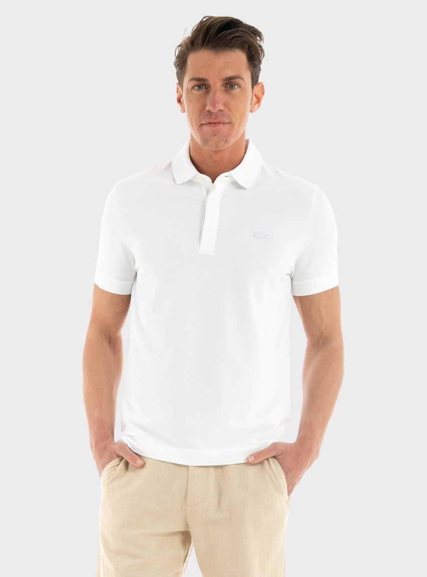 Lacoste Regular Fit Stretch Piqué Polo Shirt - White