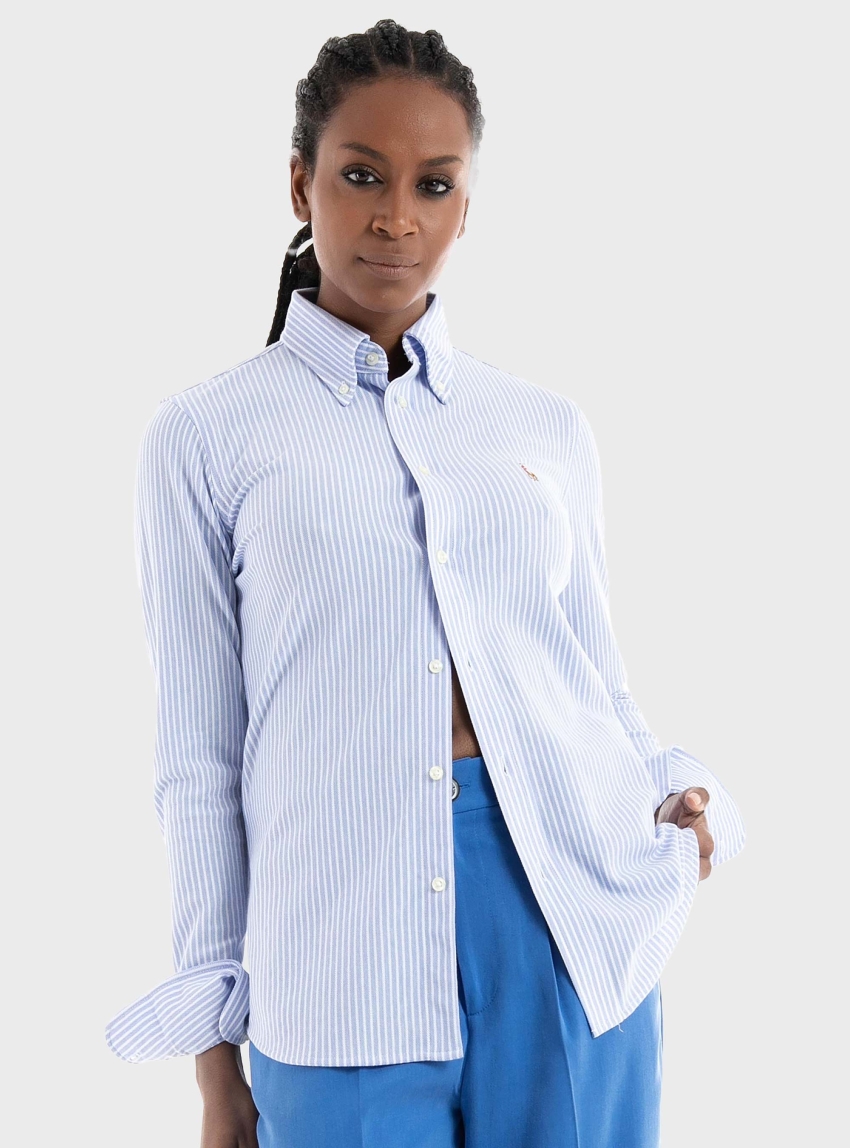 Polo Ralph Lauren Striped Knit Oxford Shirt - Blue