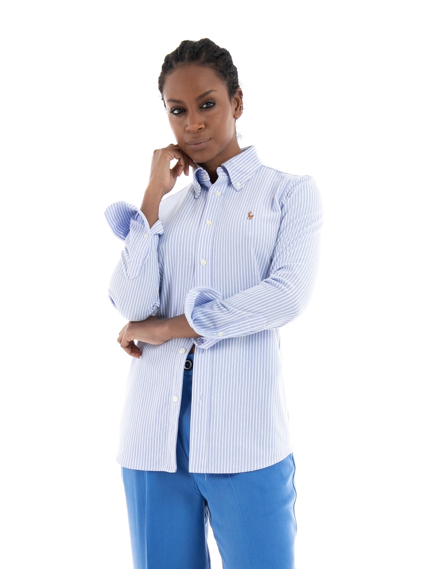 Polo Ralph Lauren Striped Knit Oxford Shirt - Blue