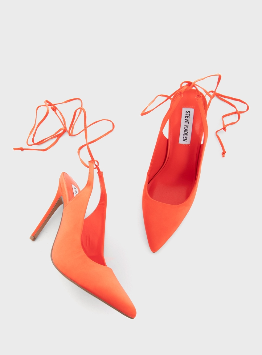 Steve Madden Lotty Satin Heel Sandals - Orange