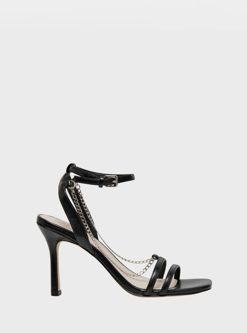 Only Alyx-15 Pu Chain Heeled Sandals - Black