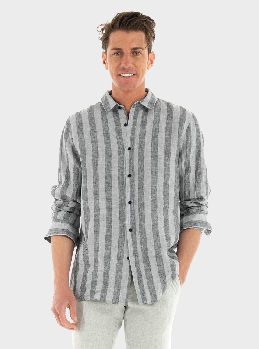 Gabba York Big Striped Shirt - Striped Grey
