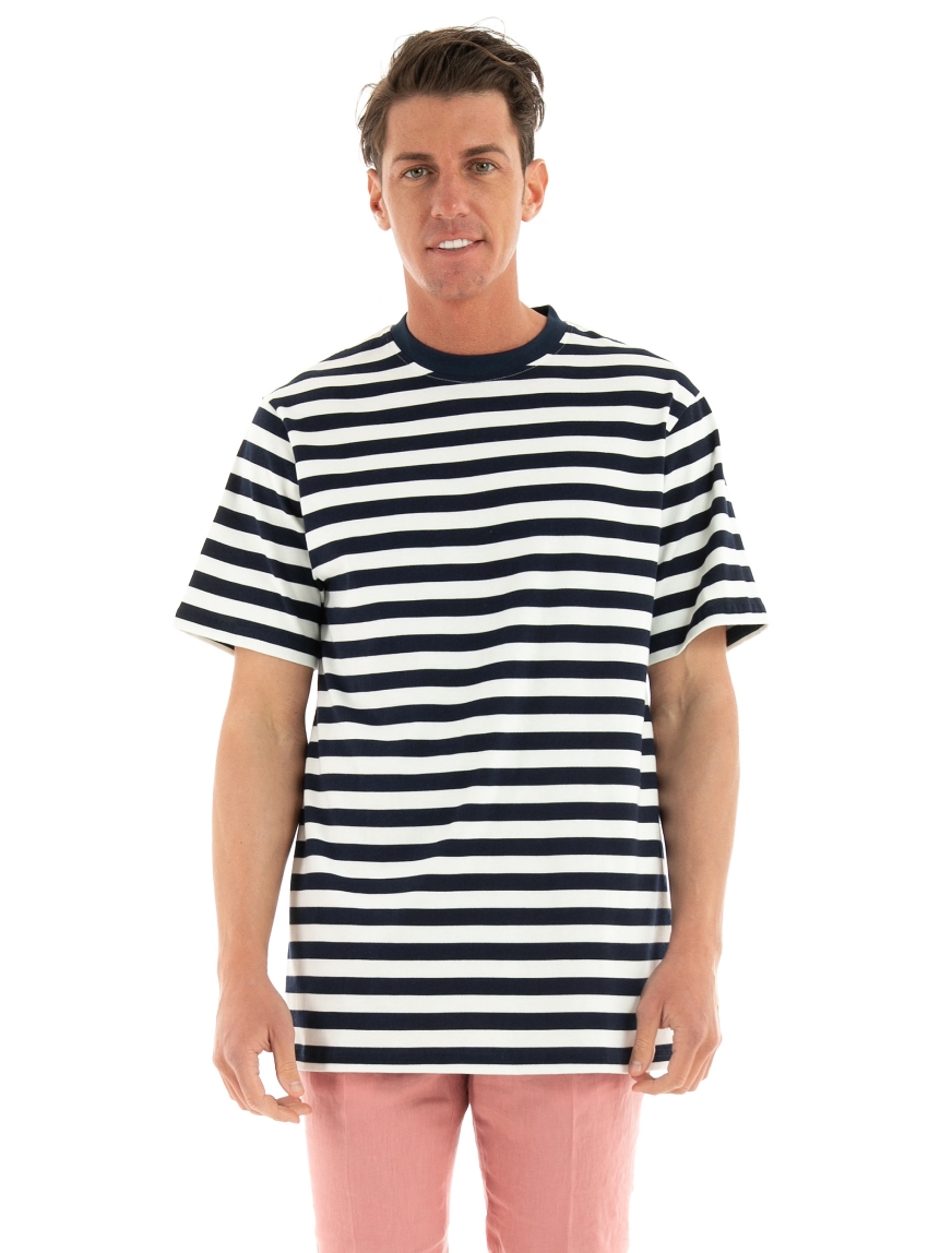 Manuel Ritz Striped T-Shirt - Navy