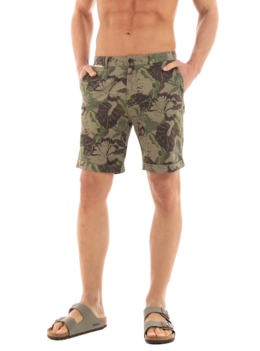Scotch & Soda Stuart- Printed Pima Cotton Chino Short - Olive 