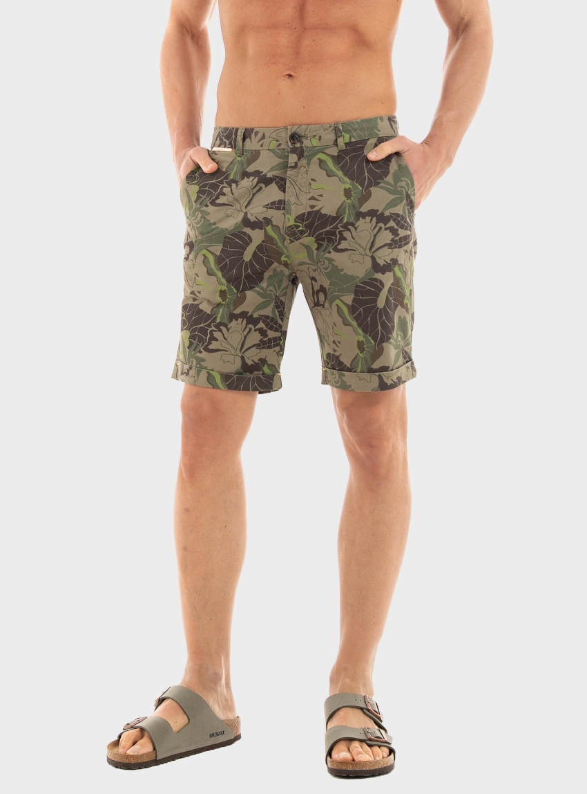 Scotch & Soda Stuart- Printed Pima Cotton Chino Short - Olive 