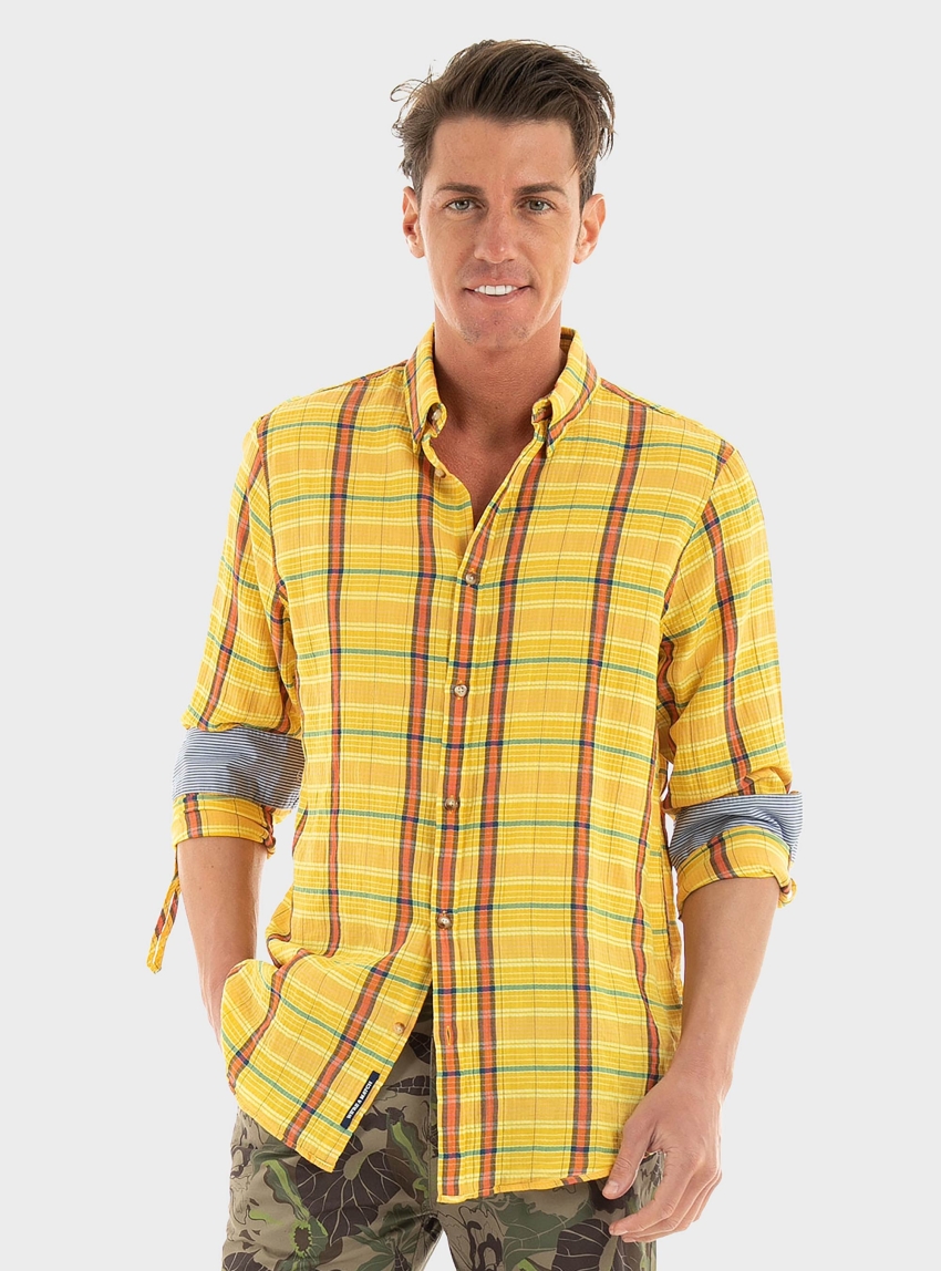 Scotch & Soda Light Weight Voile Shirt With Seersucker - Yellow