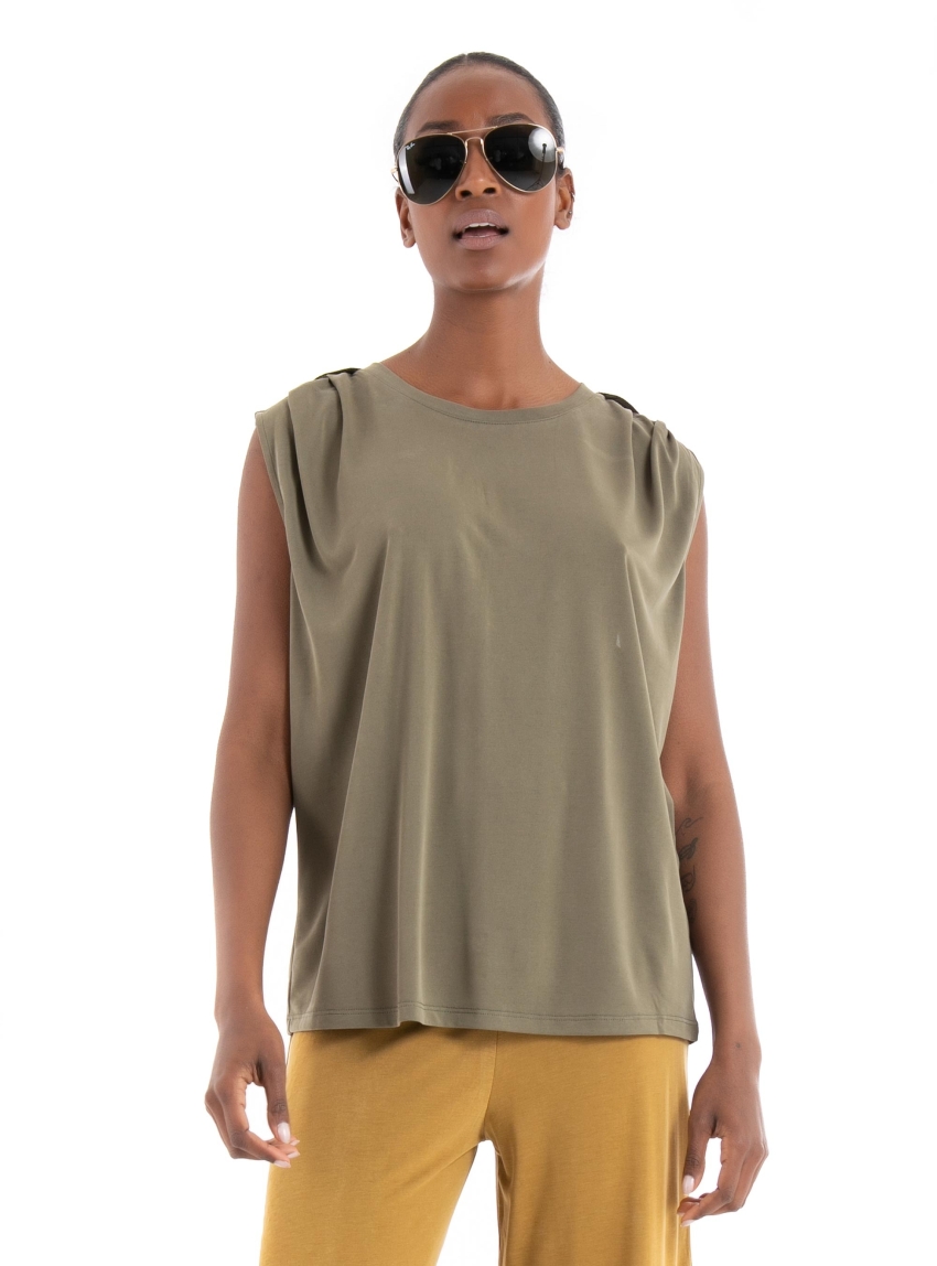 Only Free Life Modal Satin Mix Tee - Olive 