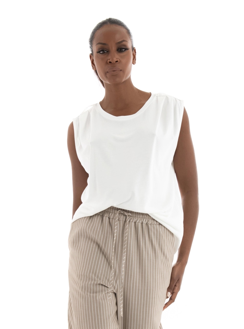 Only Free Life Modal Satin Mix Tee - Off White