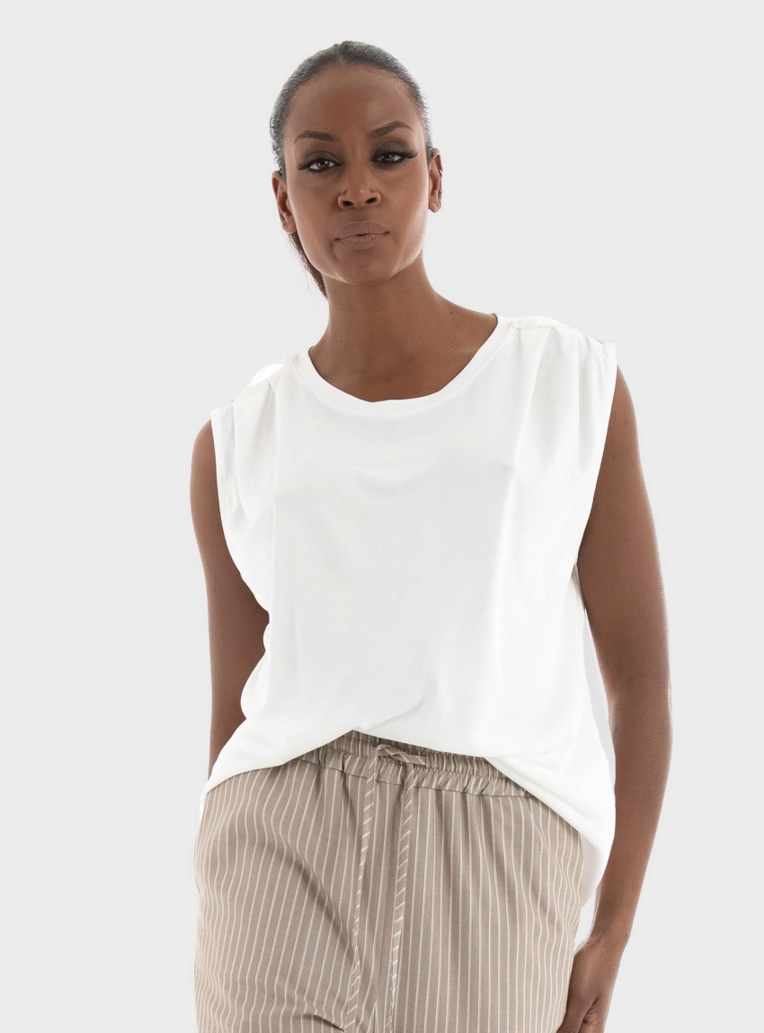 Only Free Life Modal Satin Mix Tee - Off White