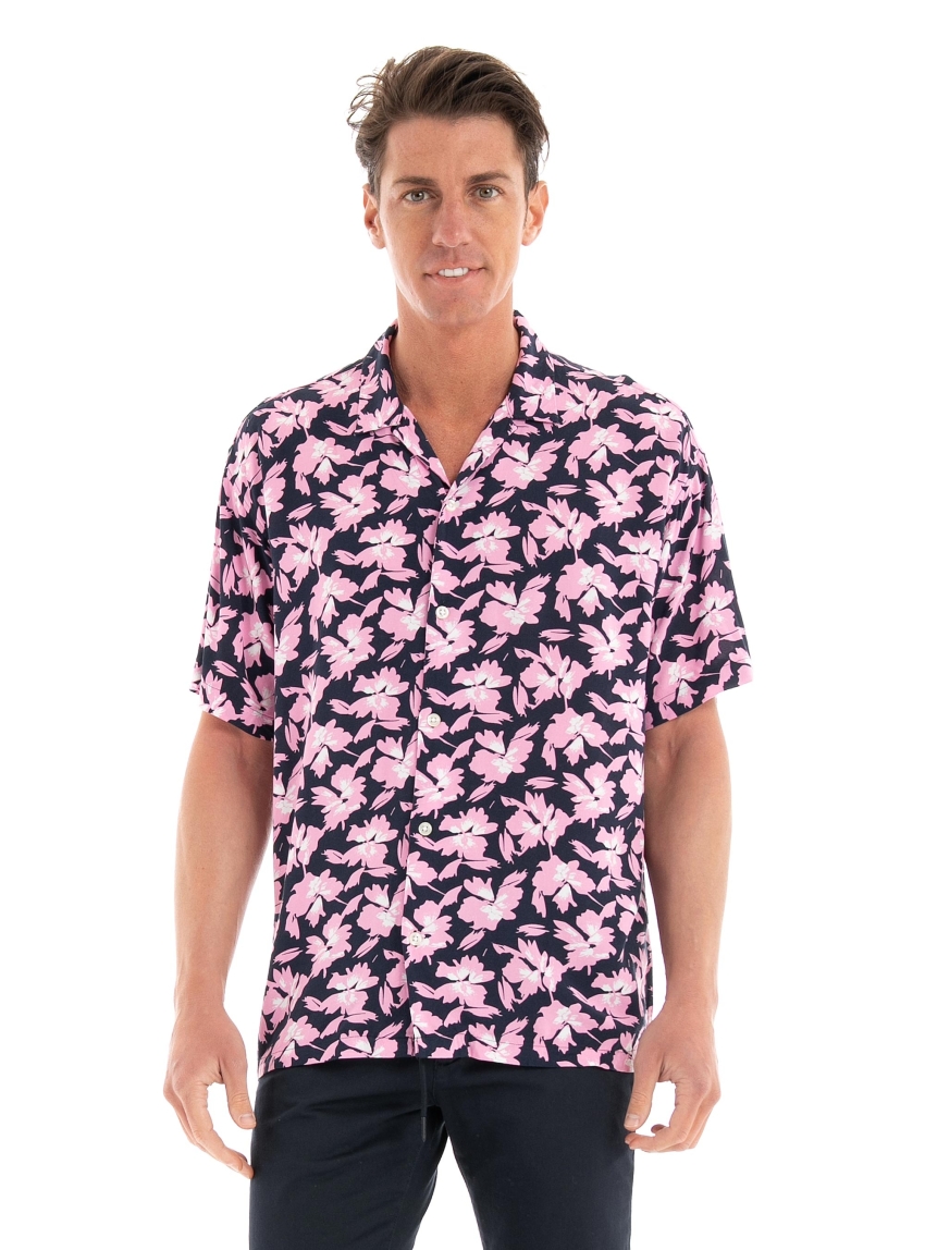 Jack & Jones Luke Palma Aop Resort Shirt - Pink