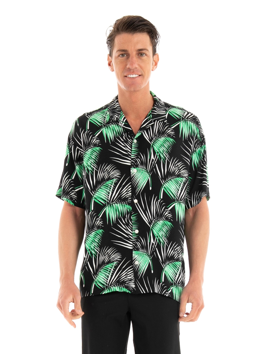 Jack & Jones Luke Palma Aop Resort Shirt - Navy