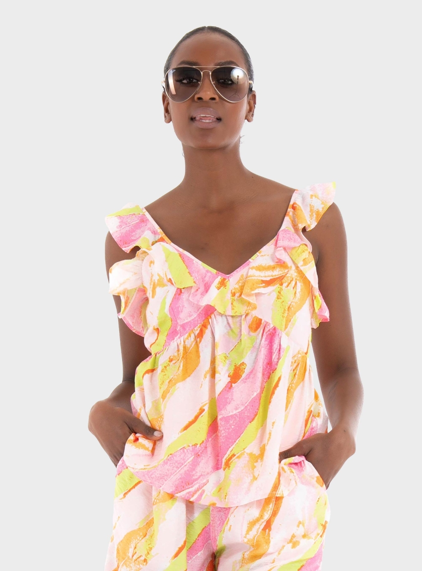 Selected Aurelia Ruffled Top - Multi Colors