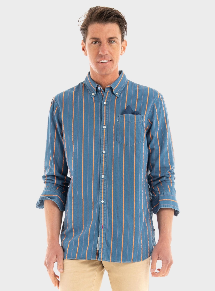 Scotch & Soda Lightweight Striped Shirt - Indigo