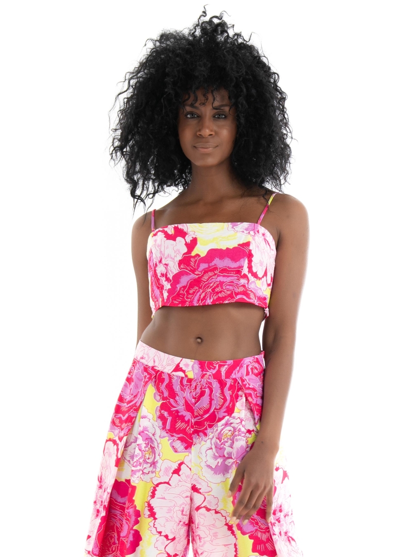 Somethingnew Flora Short Top - Multi Colors