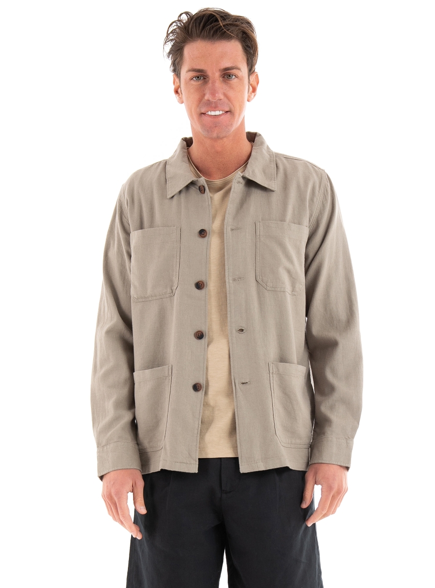 Selected Brody Linen Overshirt - Grey