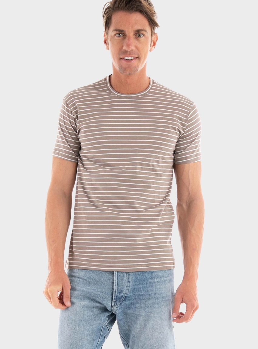 Paul Miranda Striped T-Shirt - Dark Beige