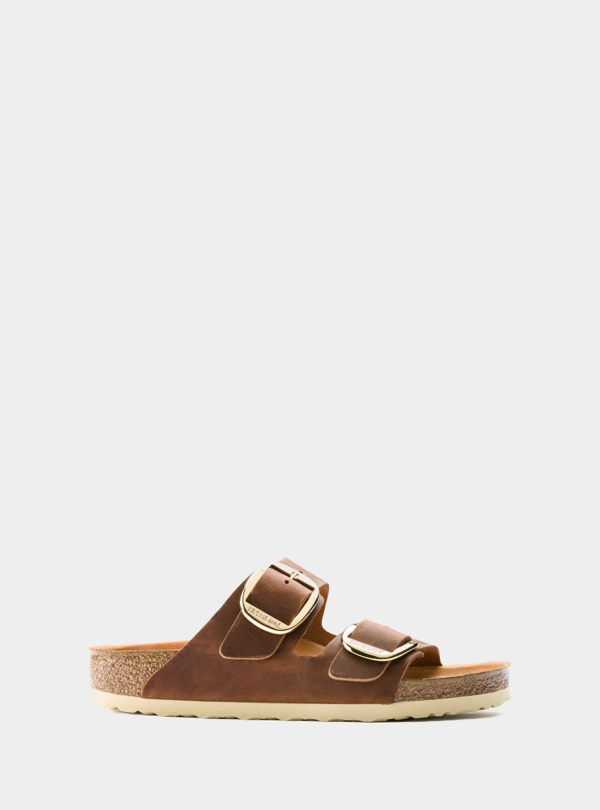 Birkenstock Arizona Big Buckle Oiled Leather Narrow Fit Sandals - Cognac