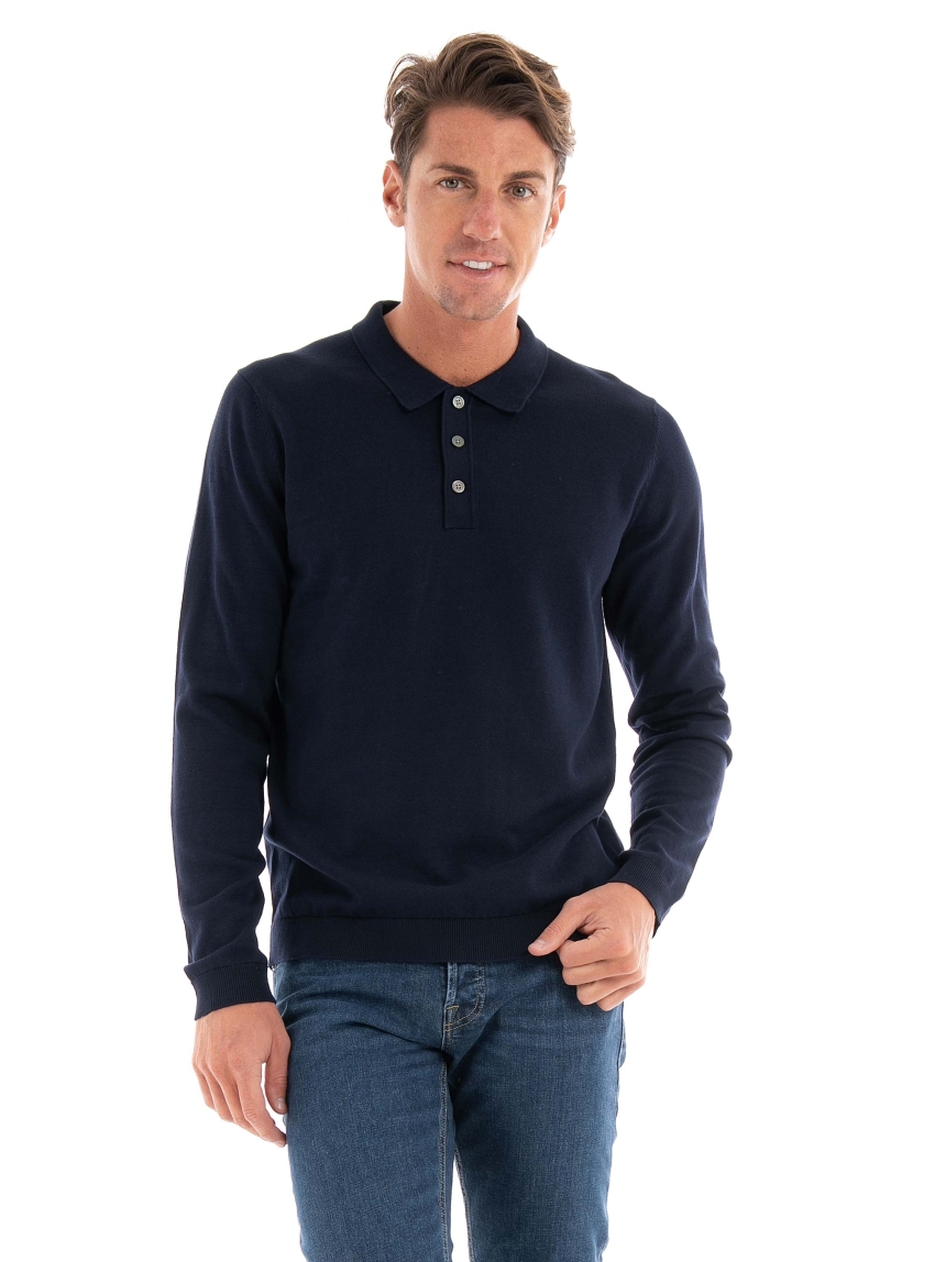 Jack & Jones Premium Igor Knit Polo Shirt - Dark Blue