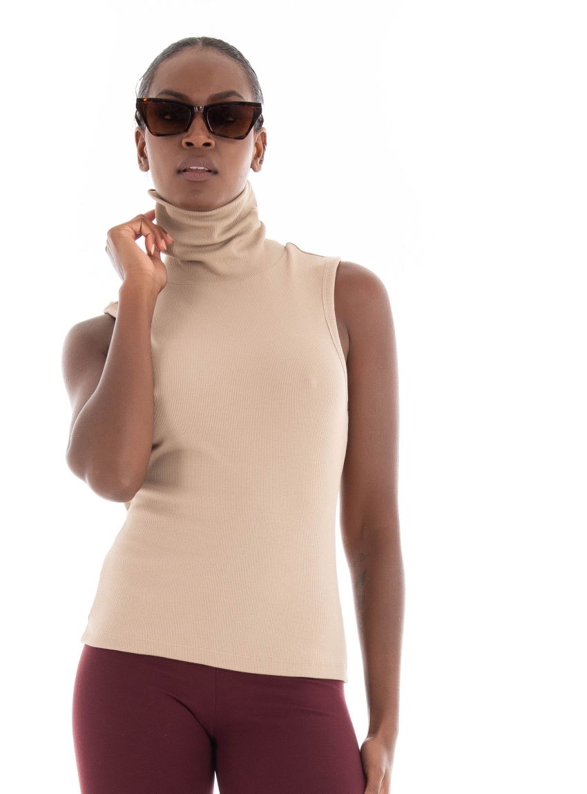 Vero Moda Vita Roll Neck Top - Taupe