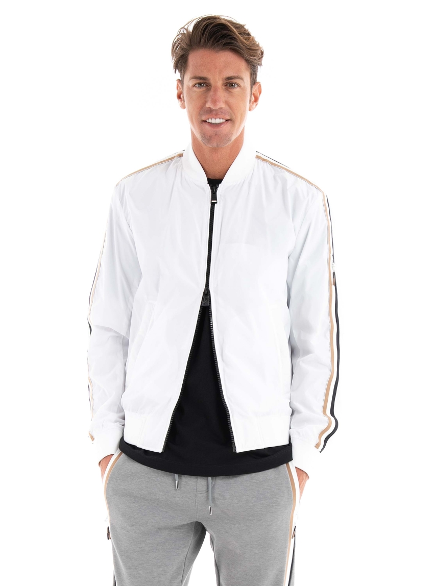 BOSS Recycled-Material Jacket With Signature-Stripe Tape Coltrane - White