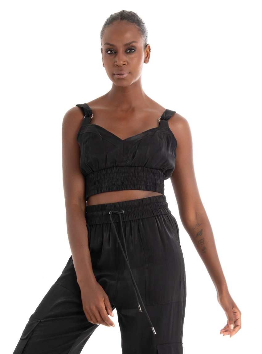 Guess Emma Cropped Top - Jet Black