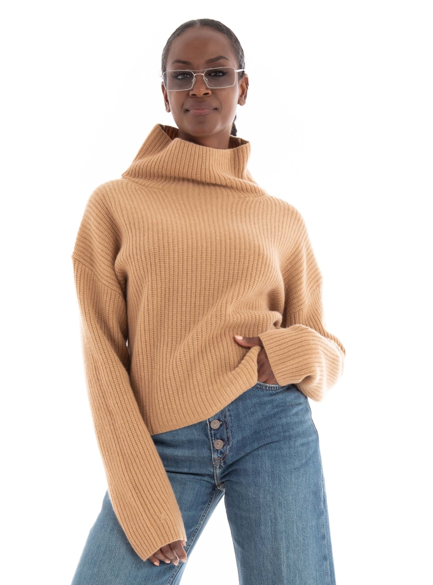 Polo Ralph Lauren Relaxed Fit Mockneck Knit Jumper - Dark Beige